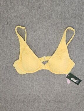 Wild Fable Women’s Smocked Underwire Bikini Top – Yellow (Size M)